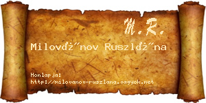 Milovánov Ruszlána névjegykártya